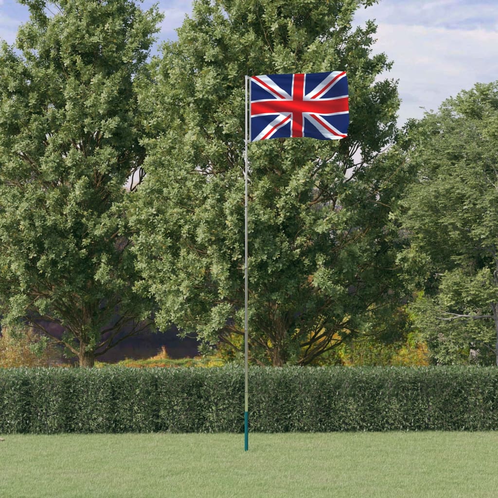 vidaXL Britisk flagg og stang 5,55 m aluminium