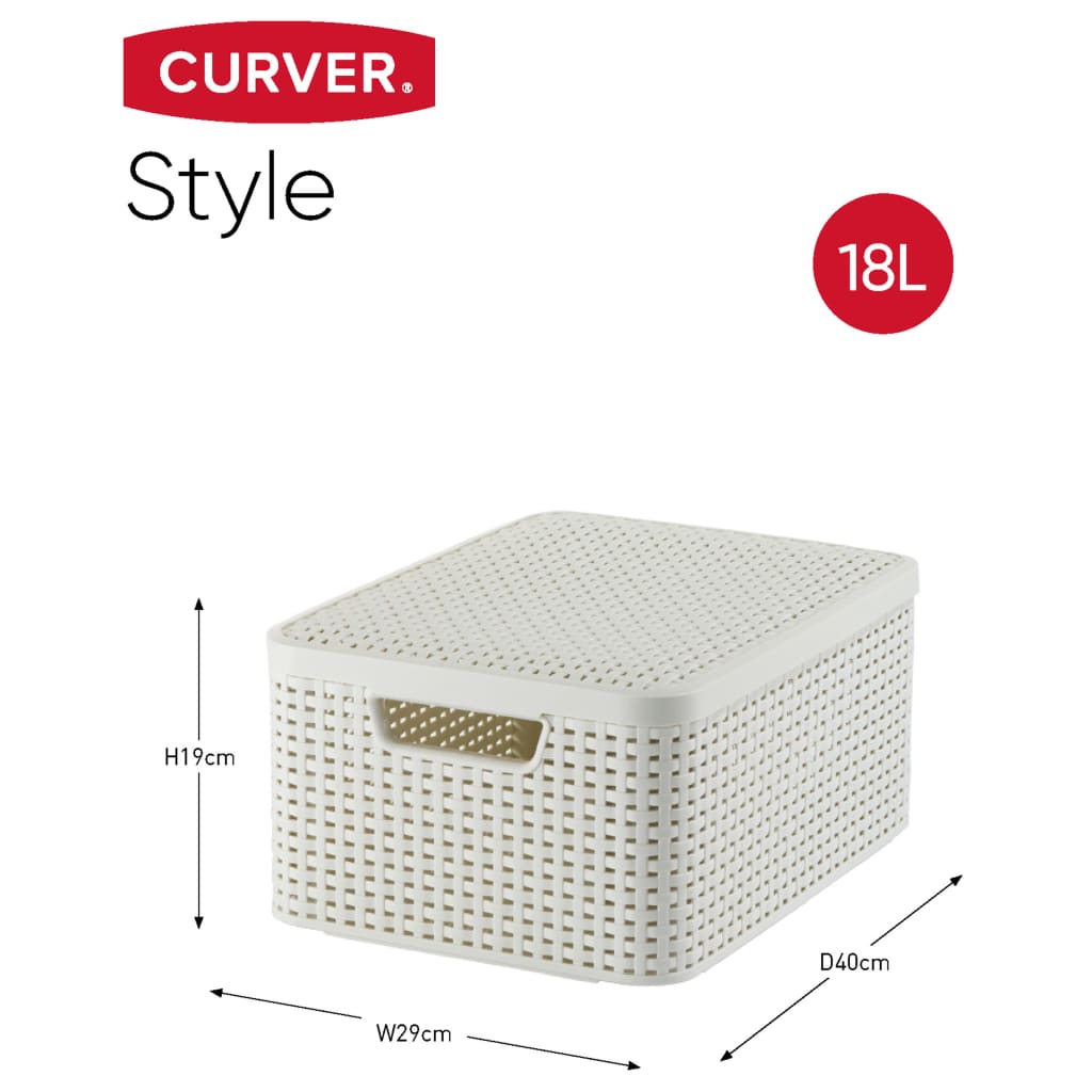 Curver Style Oppbevaringsboks med lokk 3 stk hvit 240652