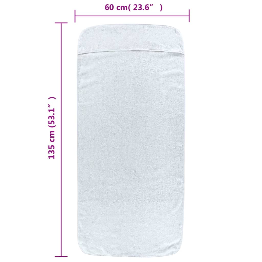 vidaXL Strandhåndklær 2 stk hvit 60x135 cm stoff 400 GSM