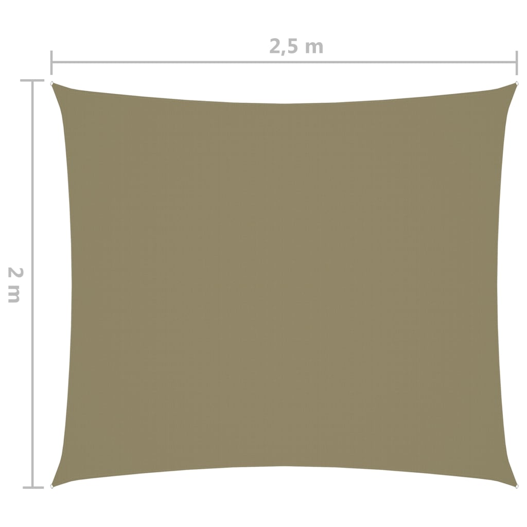 vidaXL Solseil oxfordstoff rektangulær 2x2,5 m beige
