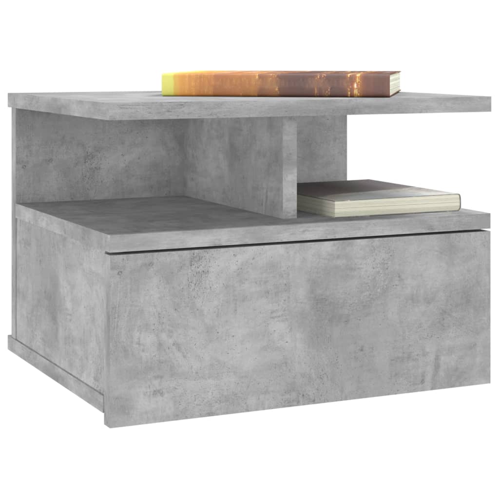 vidaXL Flytende nattbord 2 stk betonggrå 40x31x27 cm sponplate