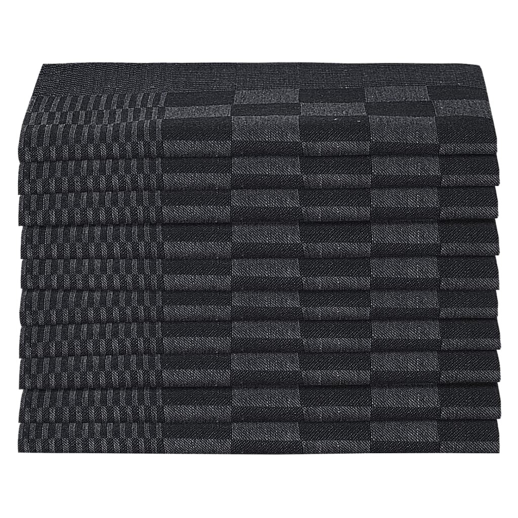 vidaXL Kjøkkenhåndklær 10 stk svart og grå 50x70 cm bomull