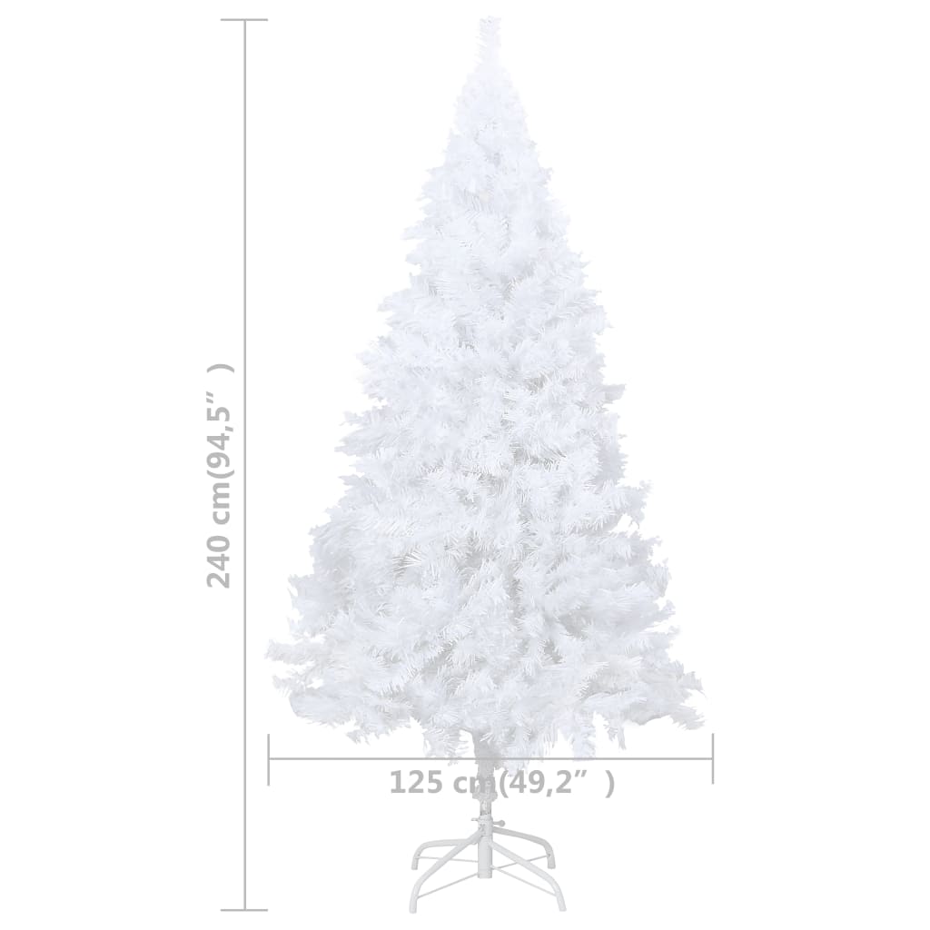 vidaXL Forhåndsbelyst kunstig juletre med kulesett hvit 240 cm