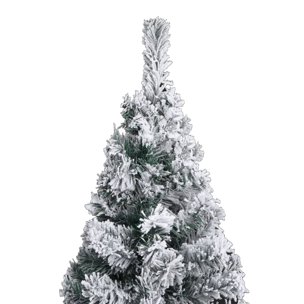 vidaXL Slankt forhåndsbelyst juletre med flokket snø grønn 240 cm PVC