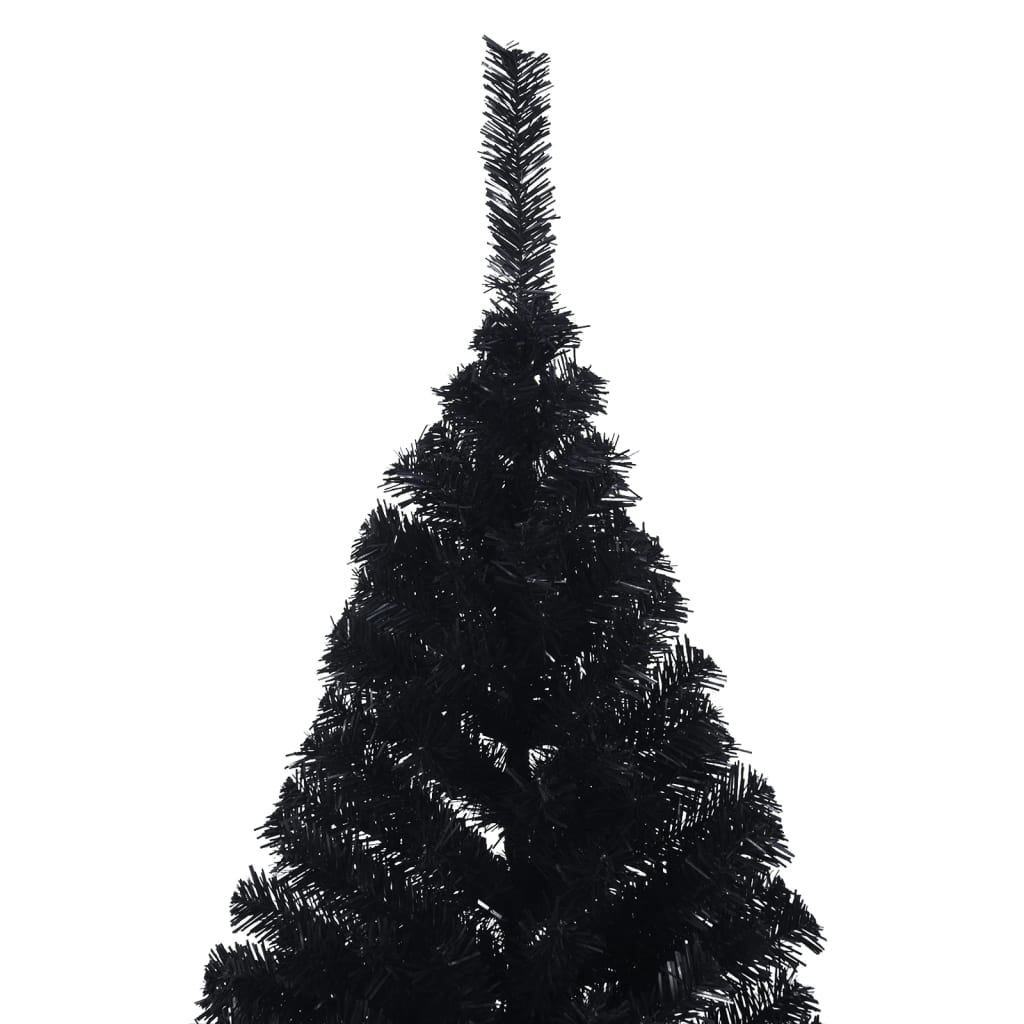 vidaXL Kunstig juletre halvt med stativ svart 240 cm PVC
