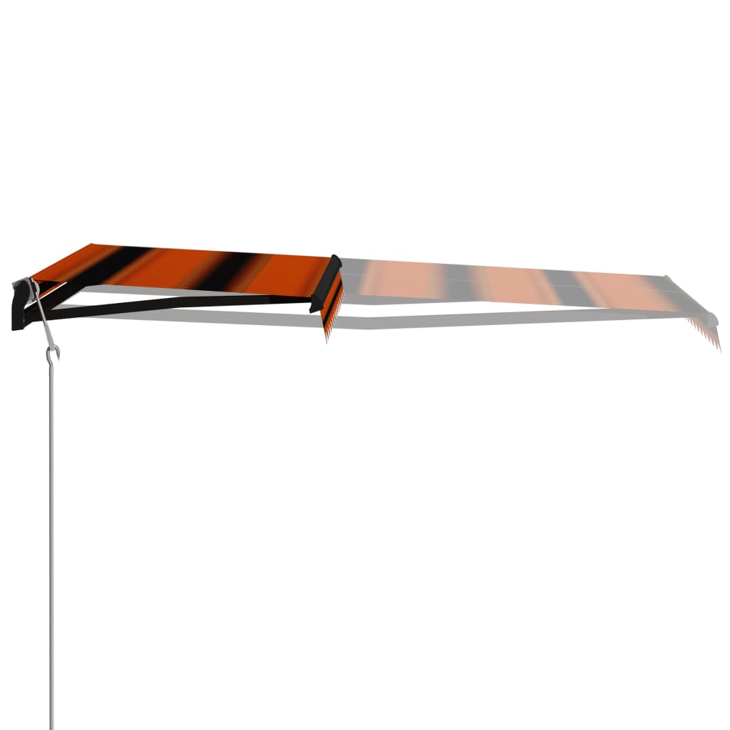 vidaXL Uttrekkbar markise med vindsensor og LED 350x250cm oransje brun