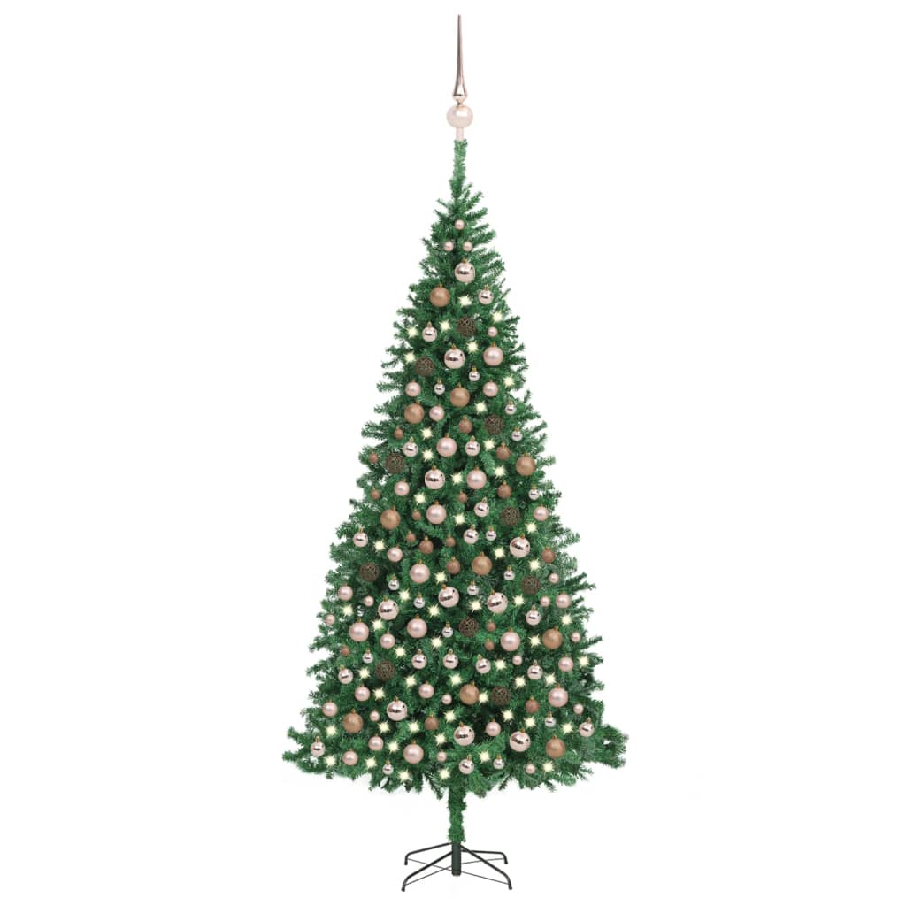 vidaXL Forhåndsbelyst kunstig juletre med kulesett LED 300 cm grønn