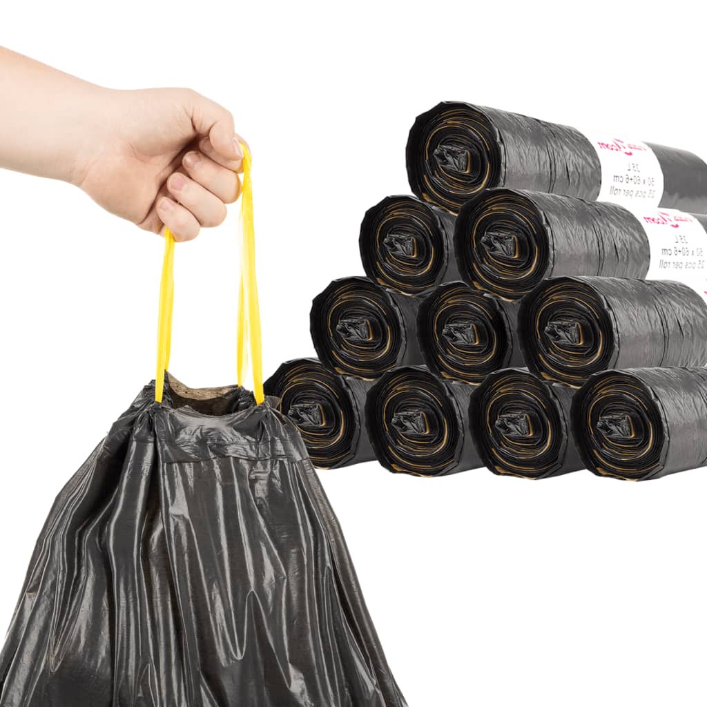 vidaXL Søppelposer med snorer 250 stk svart 120 L