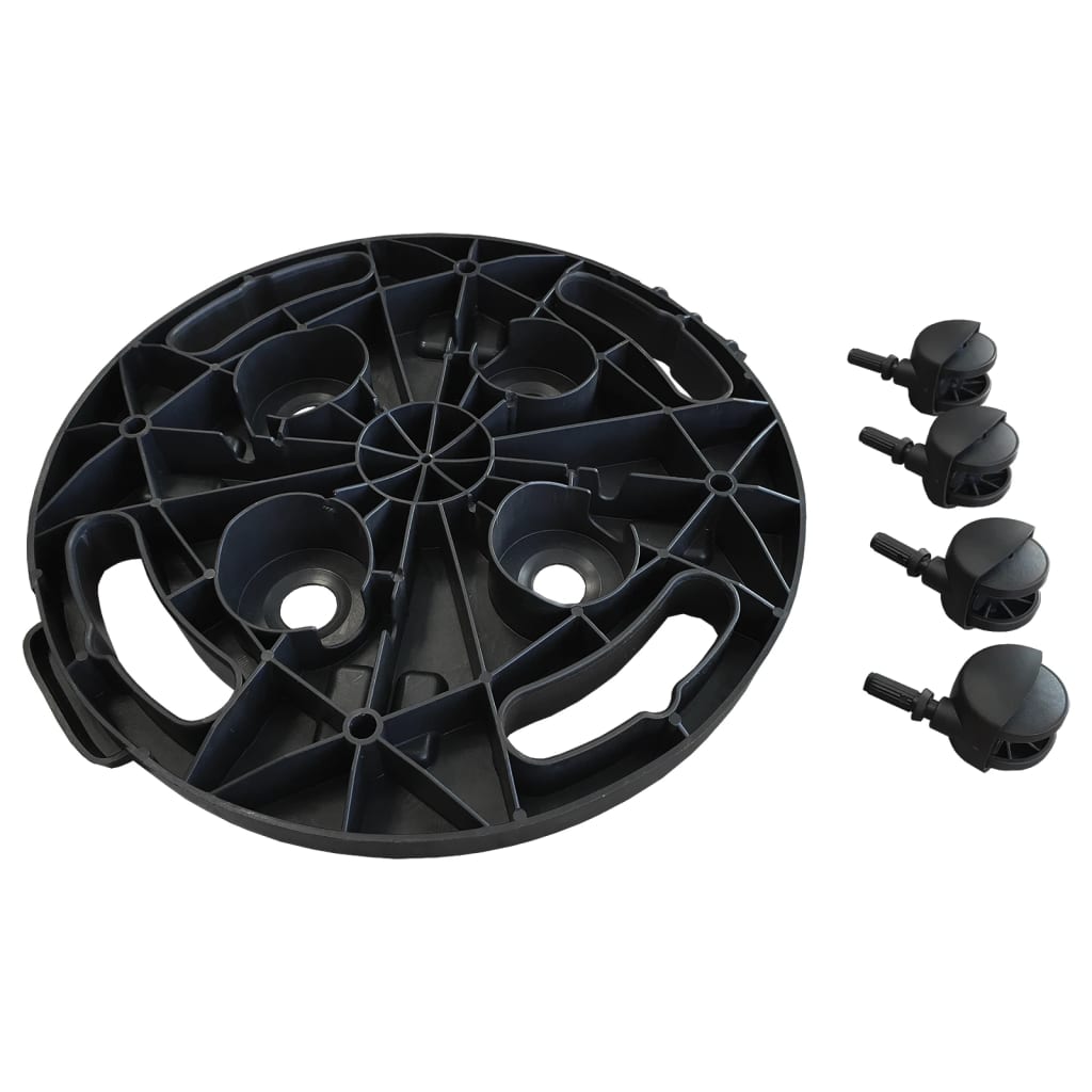 vidaXL Plantetralle med hjul 3 stk diameter 30 cm svart 170 kg