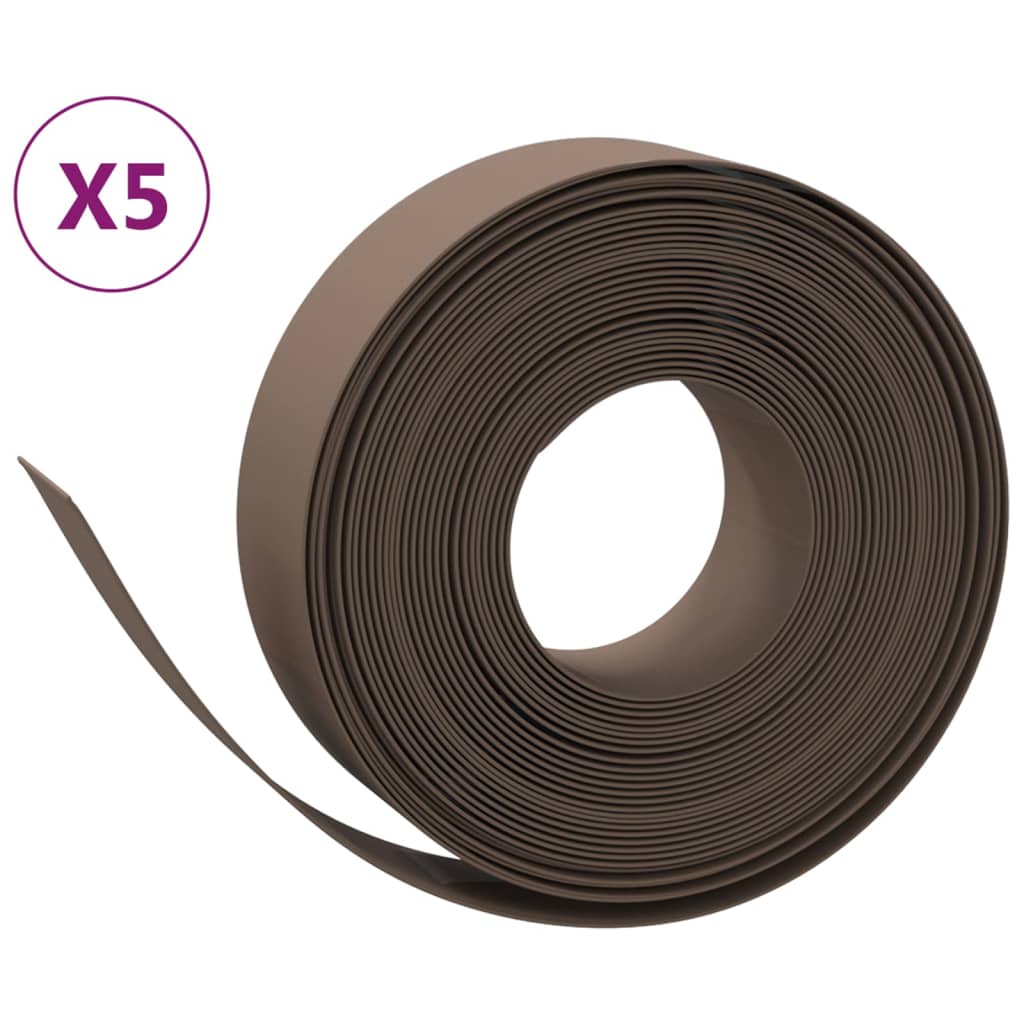 vidaXL Hagekanter 5 stk brun 10 m 15 cm polyetylen