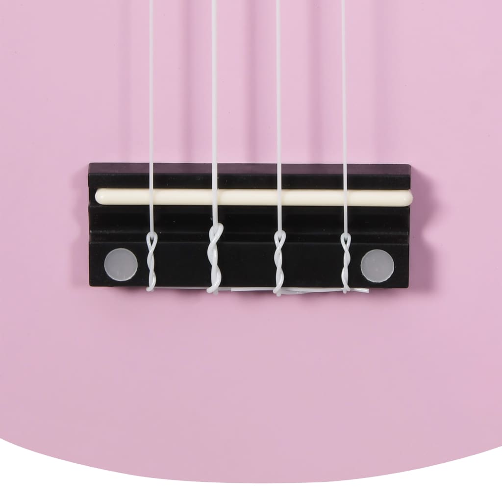 vidaXL Sopran-ukulele sett med veske for barn rosa 23"