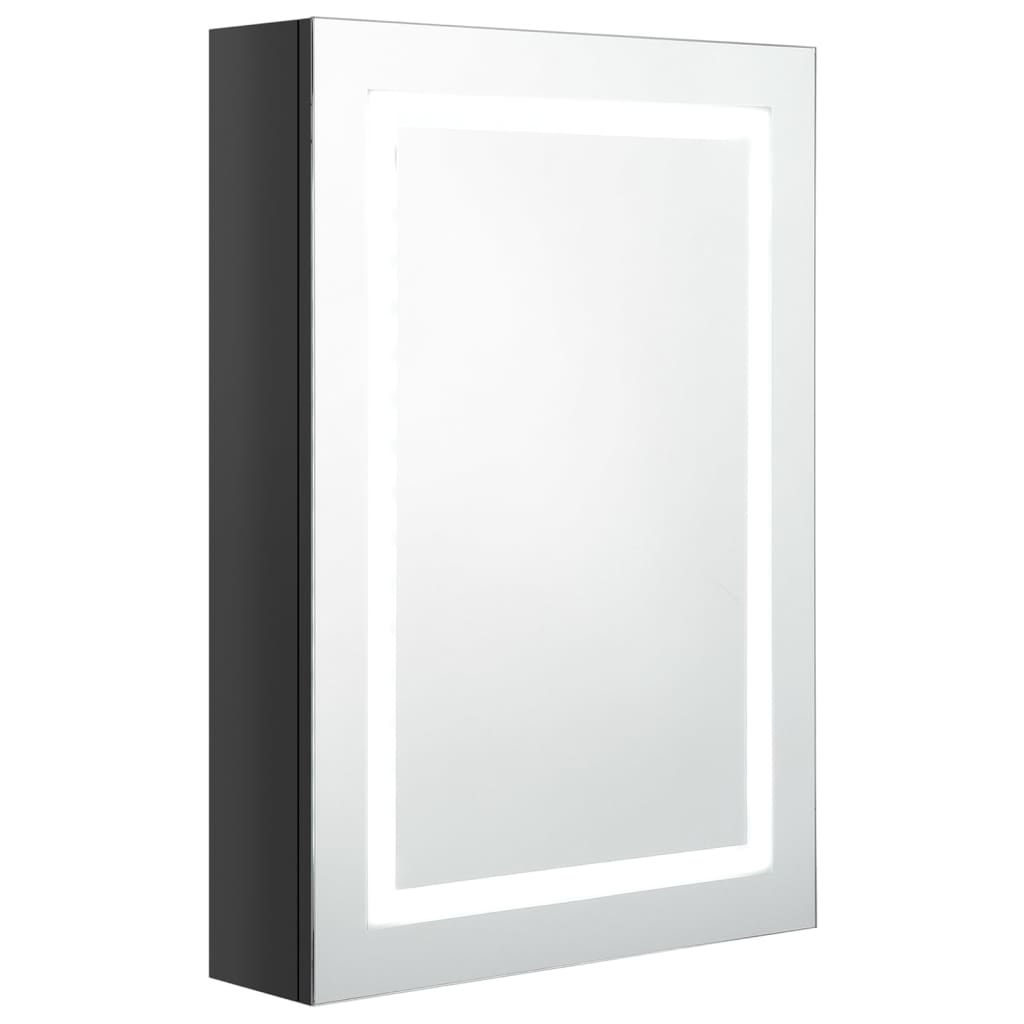 vidaXL LED-speilskap til bad blank svart 50x13x70 cm