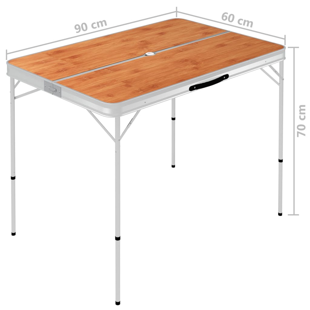 vidaXL Sammenleggbart campingbord med 2 benker aluminium brun