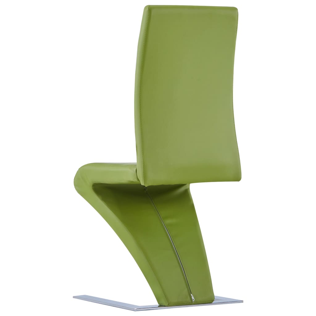 vidaXL Spisestoler med sikksakkform 6 stk grønn kunstig skinn