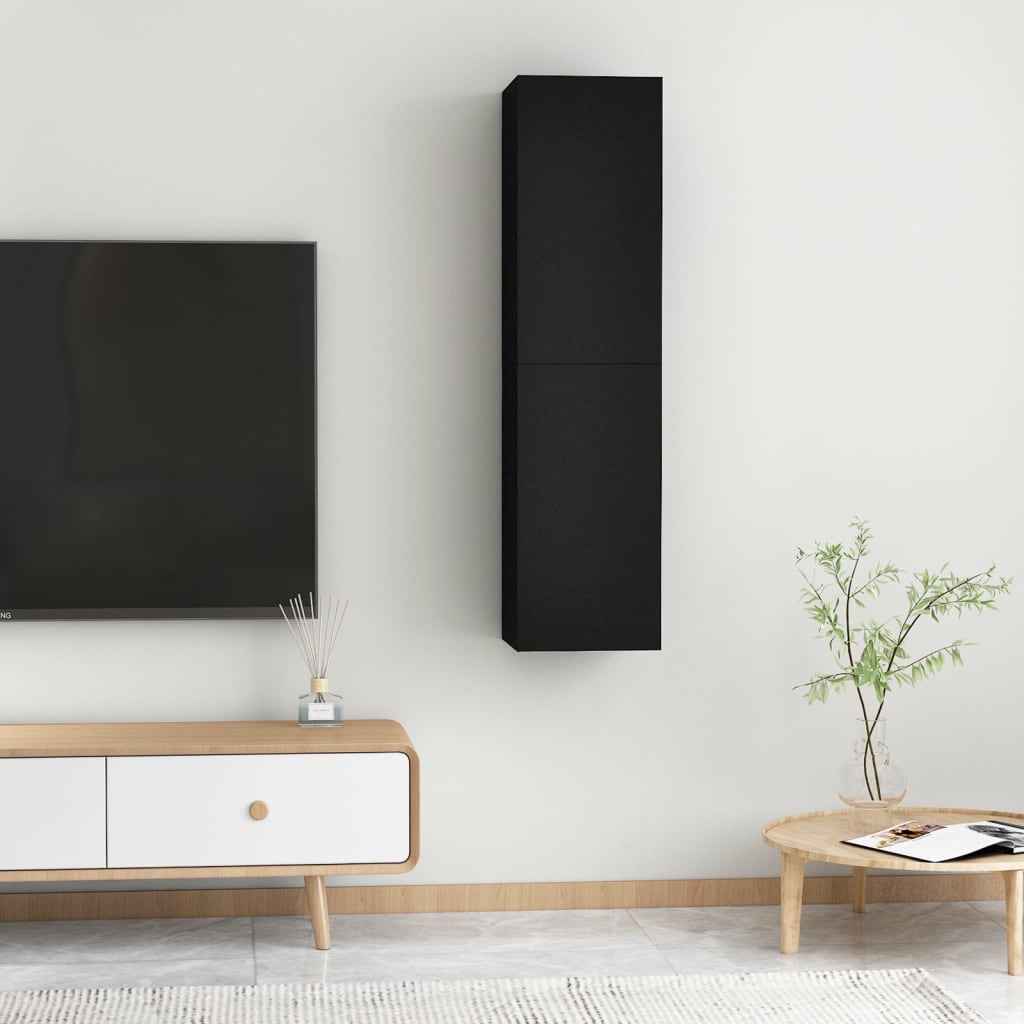 vidaXL TV-benk 2 stk svart 30,5x30x60 cm sponplate