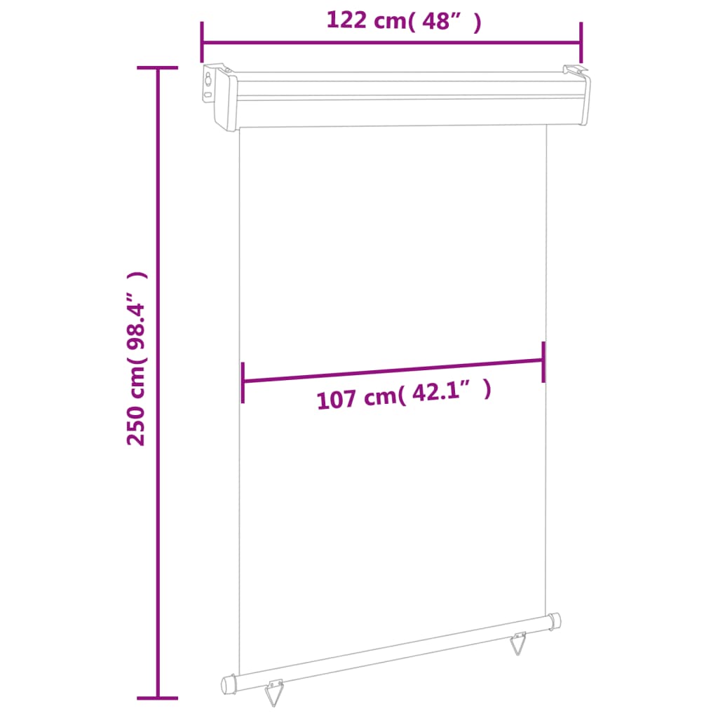 vidaXL Sidemarkise for balkong 122x250 cm grå