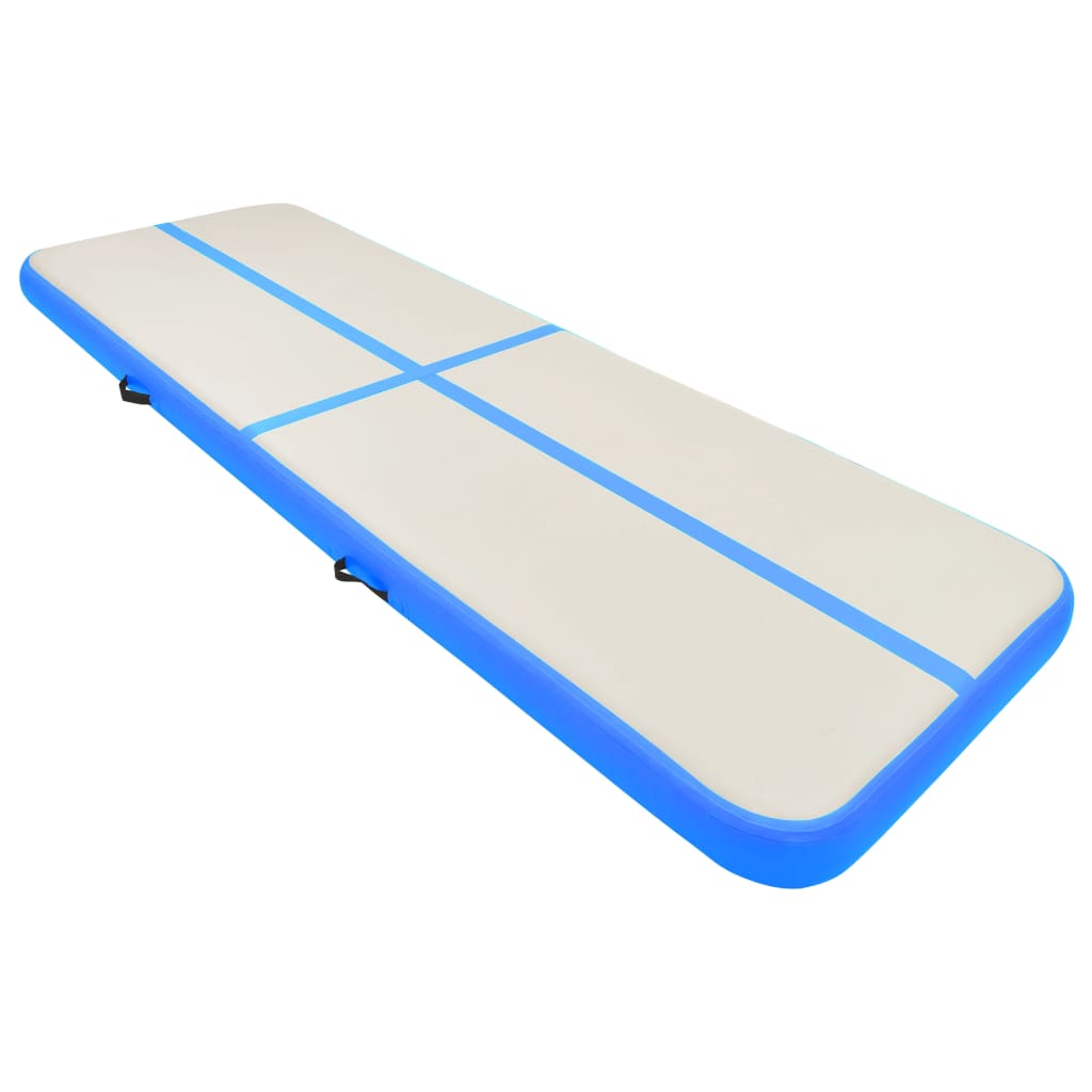 vidaXL Oppblåsbar gymnastikkmatte med pumpe 400x100x20 cm PVC blå
