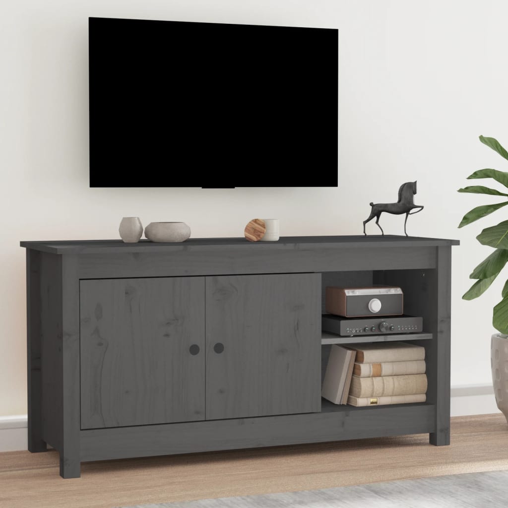 vidaXL TV-benk grå 103x36,5x52 cm heltre furu