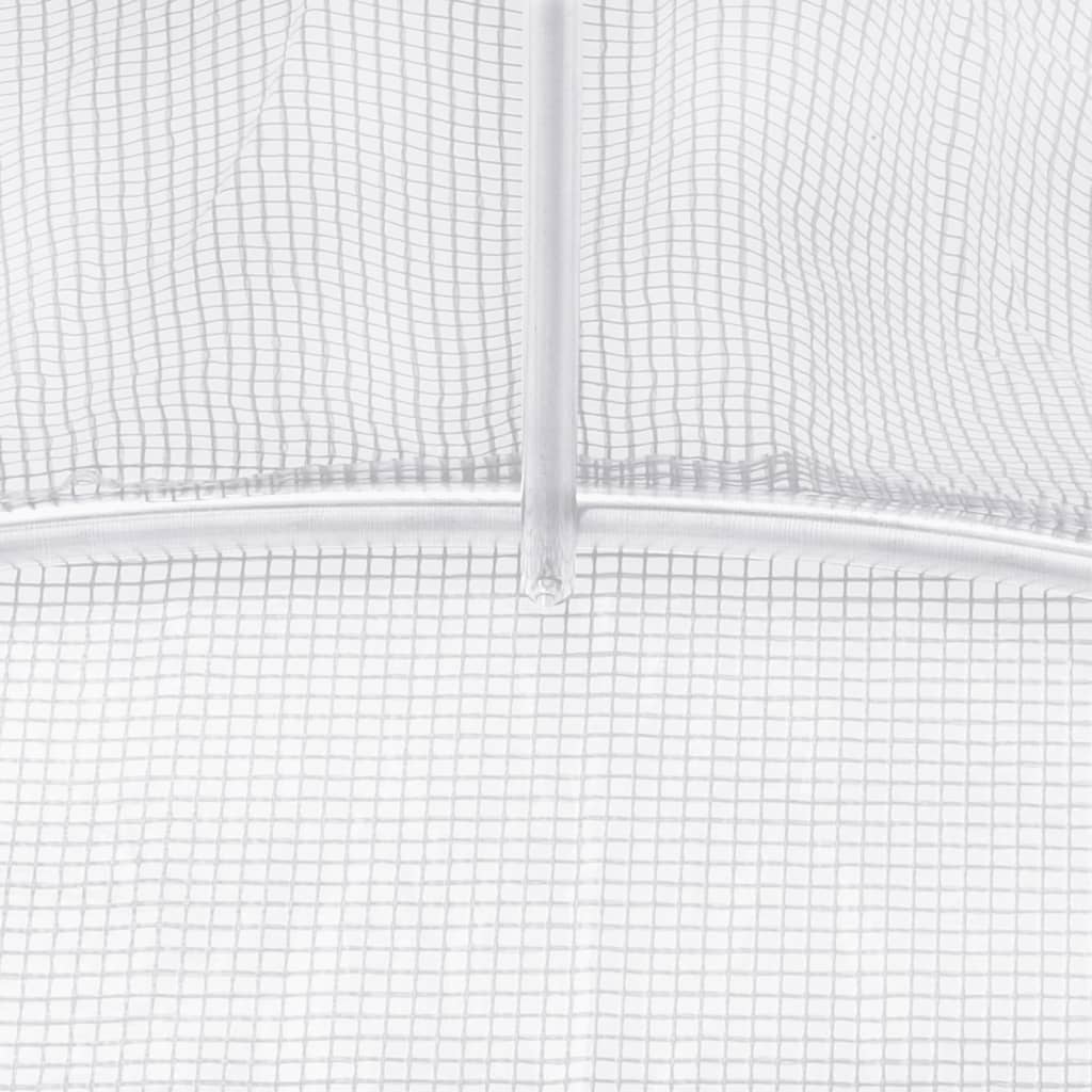 vidaXL Drivhus med stålramme hvit 12 m² 6x2x2 m