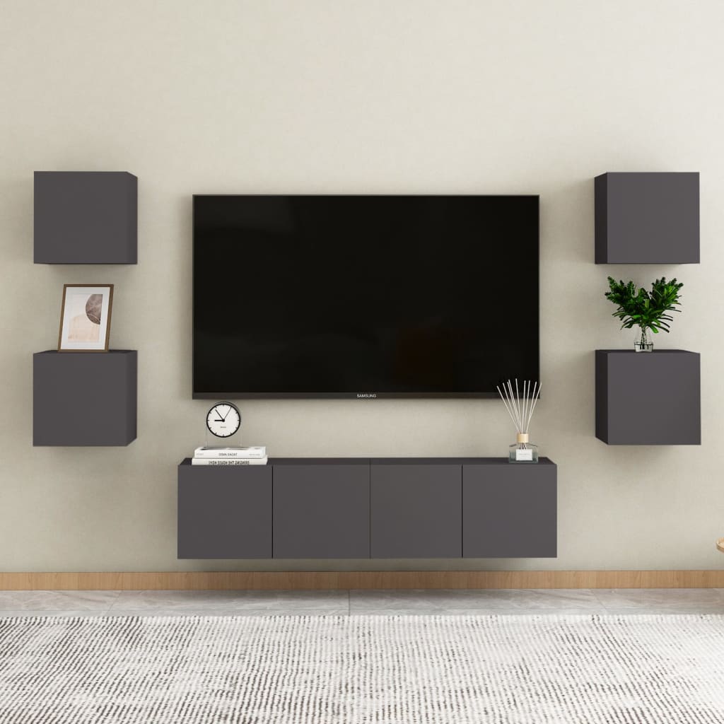 vidaXL Vegghengt TV-benk grå 30,5x30x30 cm