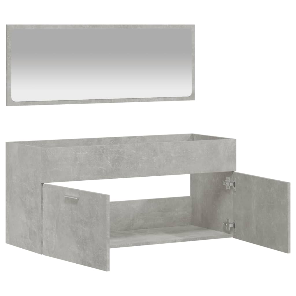 vidaXL Baderomsskap med speil betonggrå konstruert tre