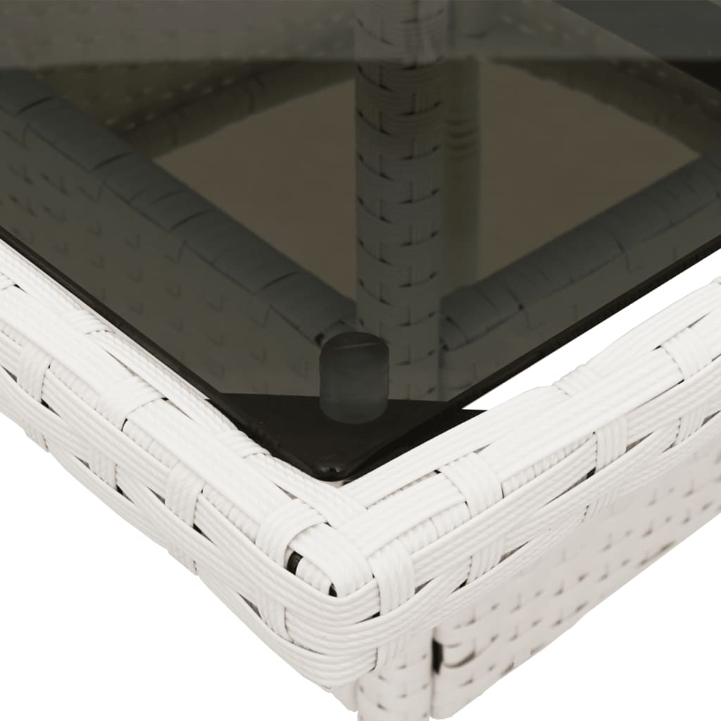 vidaXL Hagebord med glassplate hvit 80x80x75 cm polyrotting