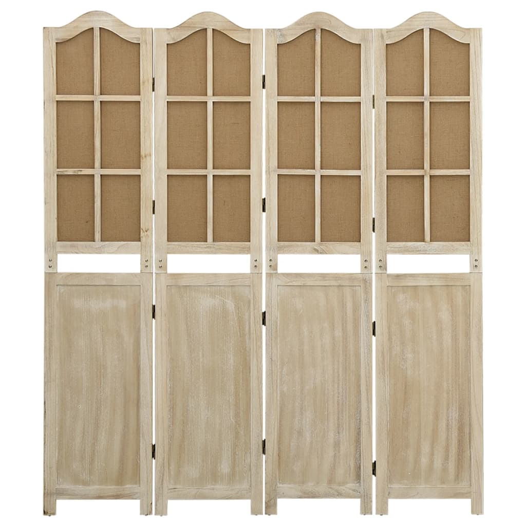 vidaXL Romdeler med 4 paneler brun 140x165 cm stoff