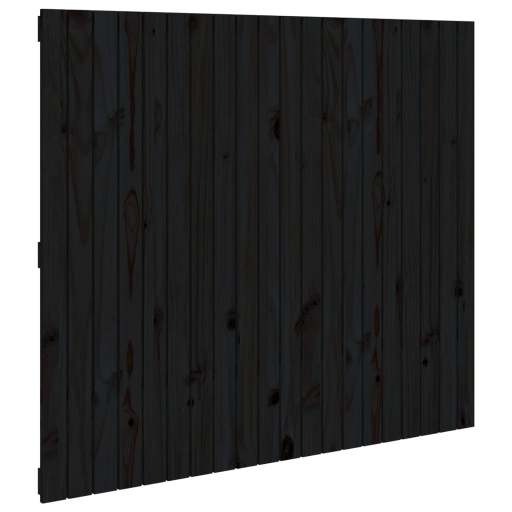 vidaXL Veggmontert sengegavl svart 127,5x3x110 cm heltre furu