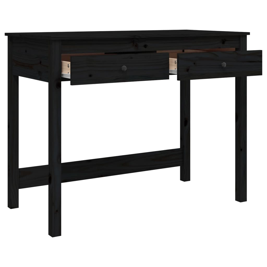 vidaXL Skrivebord med skuffer svart 100x50x78 cm heltre furu
