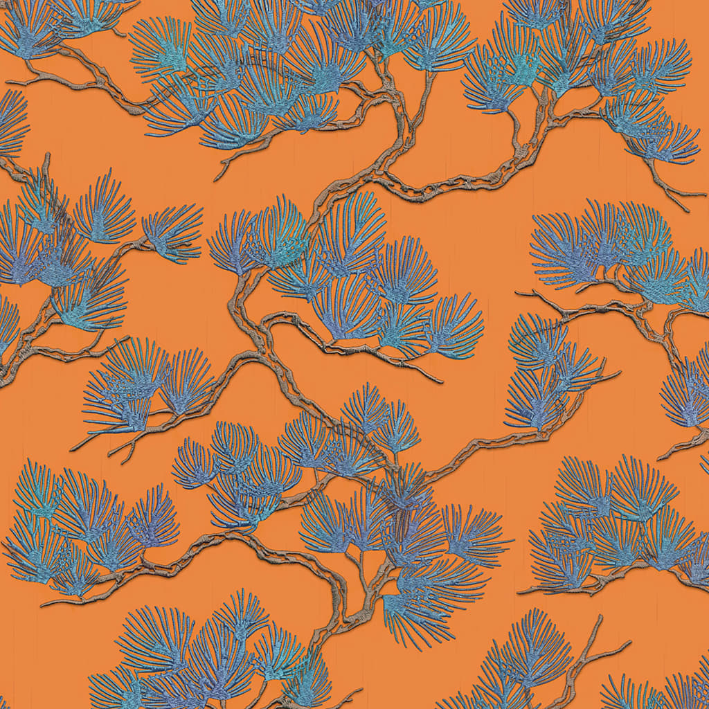 DUTCH WALLCOVERINGS Veggpanel furu blå og oransje