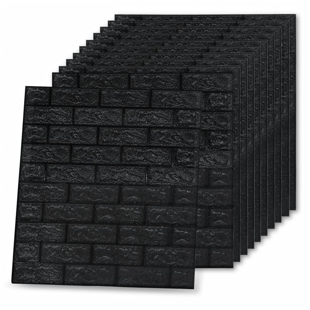 vidaXL 3D-tapet murstein selvklebende 20 stk svart
