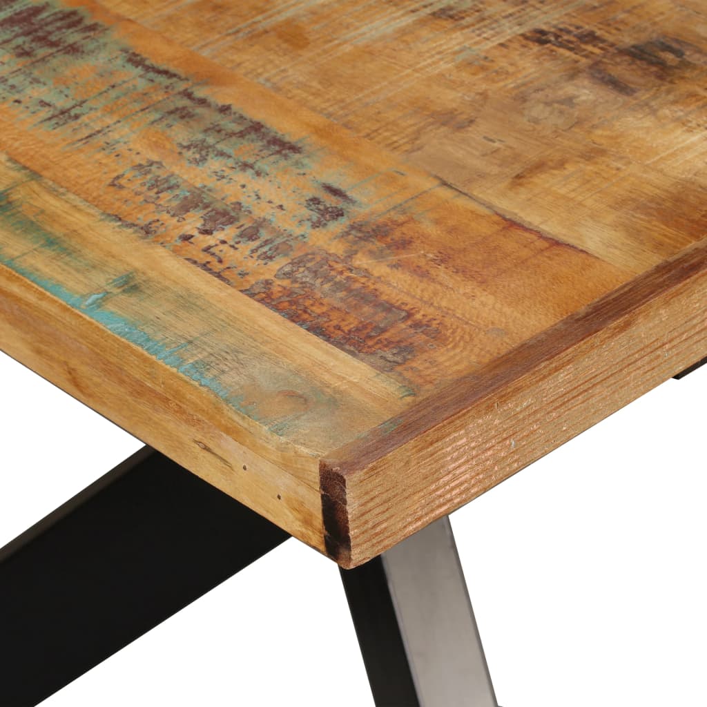 vidaXL Spisebord gjenvunnet heltre og stålkryss 180 cm