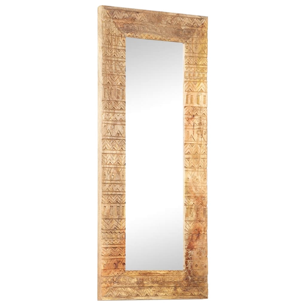 vidaXL Håndskåret speil 110x50x2,5 cm heltre mango