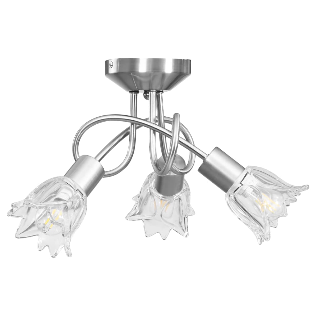 vidaXL Taklampe gjennomsiktige glasskjermer for 3 E14 lyspærer tulipan