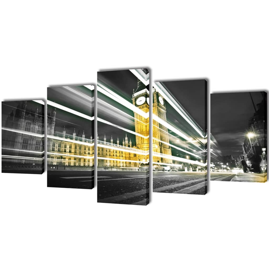 Kanvas Flerdelt Veggdekorasjon London Big Ben 200 x 100 cm