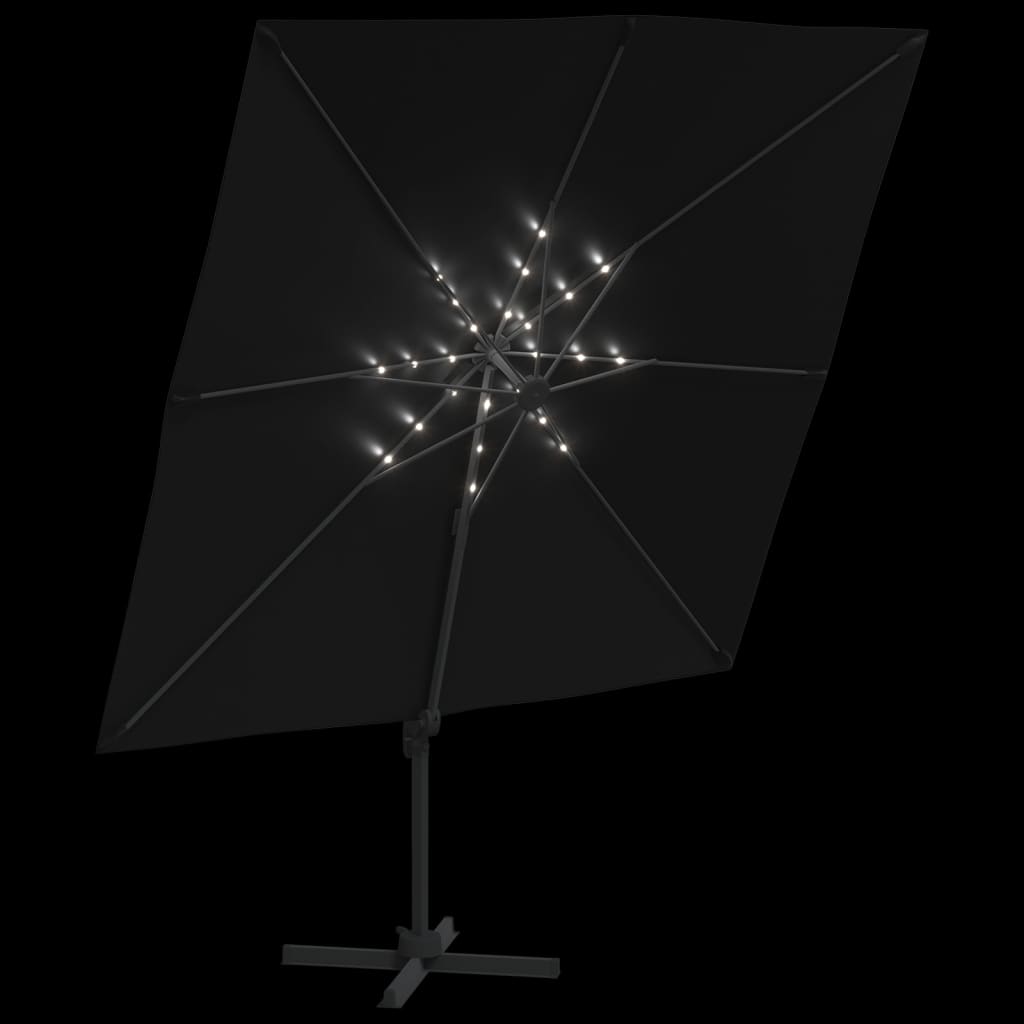vidaXL Hengeparasoll med LED svart 400x300 cm