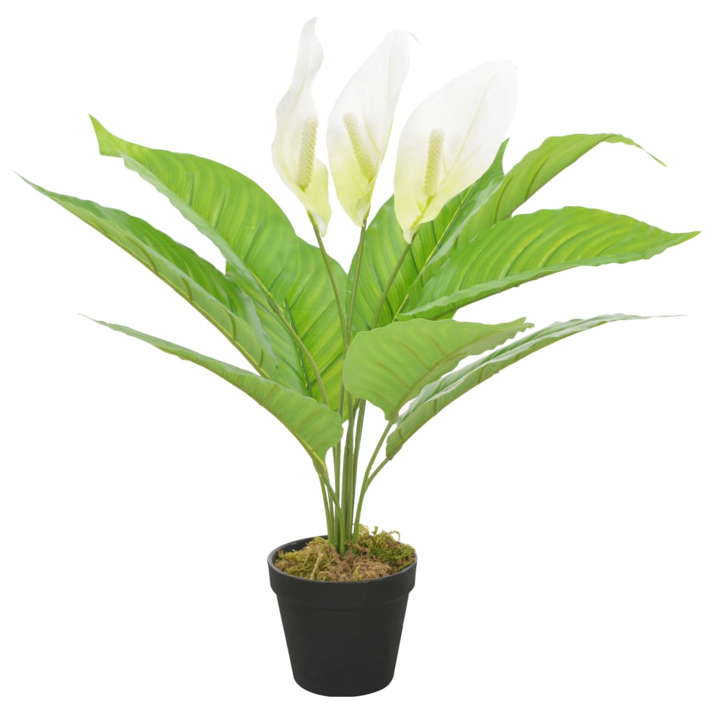vidaXL Kunstig plante flamingoblomst med potte hvit 55 cm