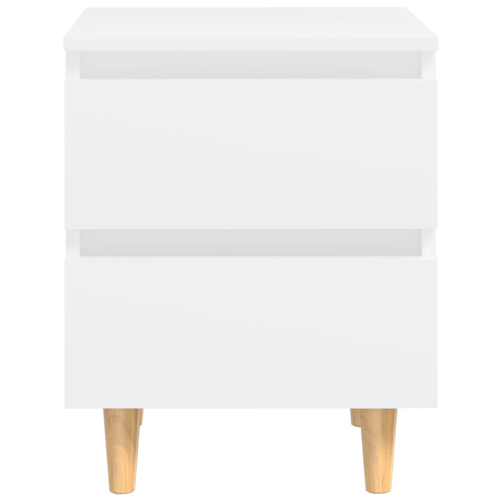 vidaXL Nattbord med heltre furuben hvit 40x35x50 cm