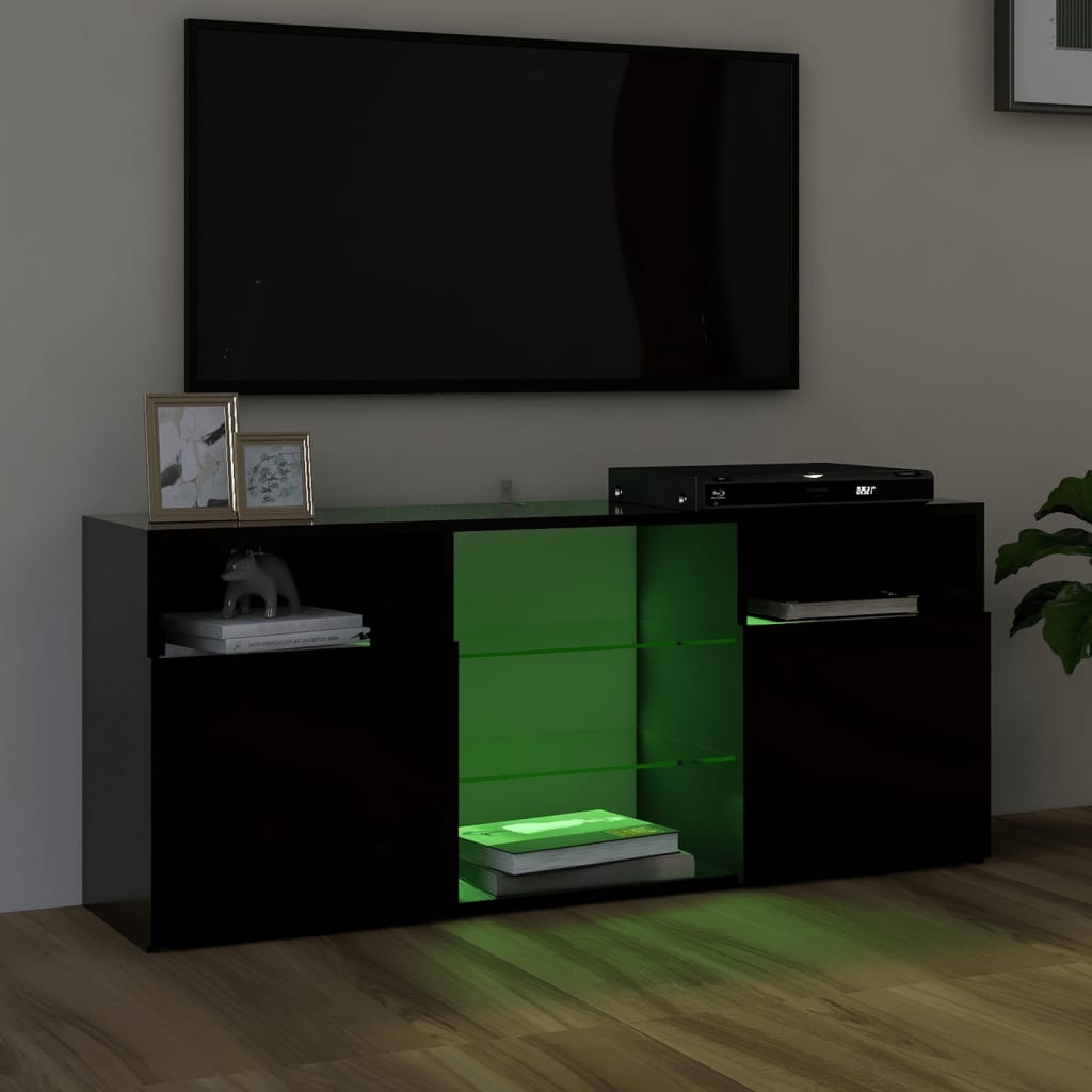 vidaXL TV-benk med LED-lys svart 120x30x50 cm