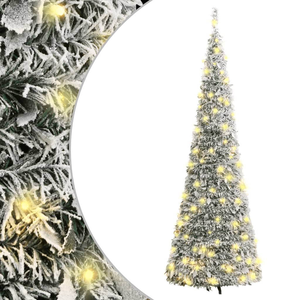 vidaXL Kunstig popup-juletre med flokket snø 50 LEDs 120 cm
