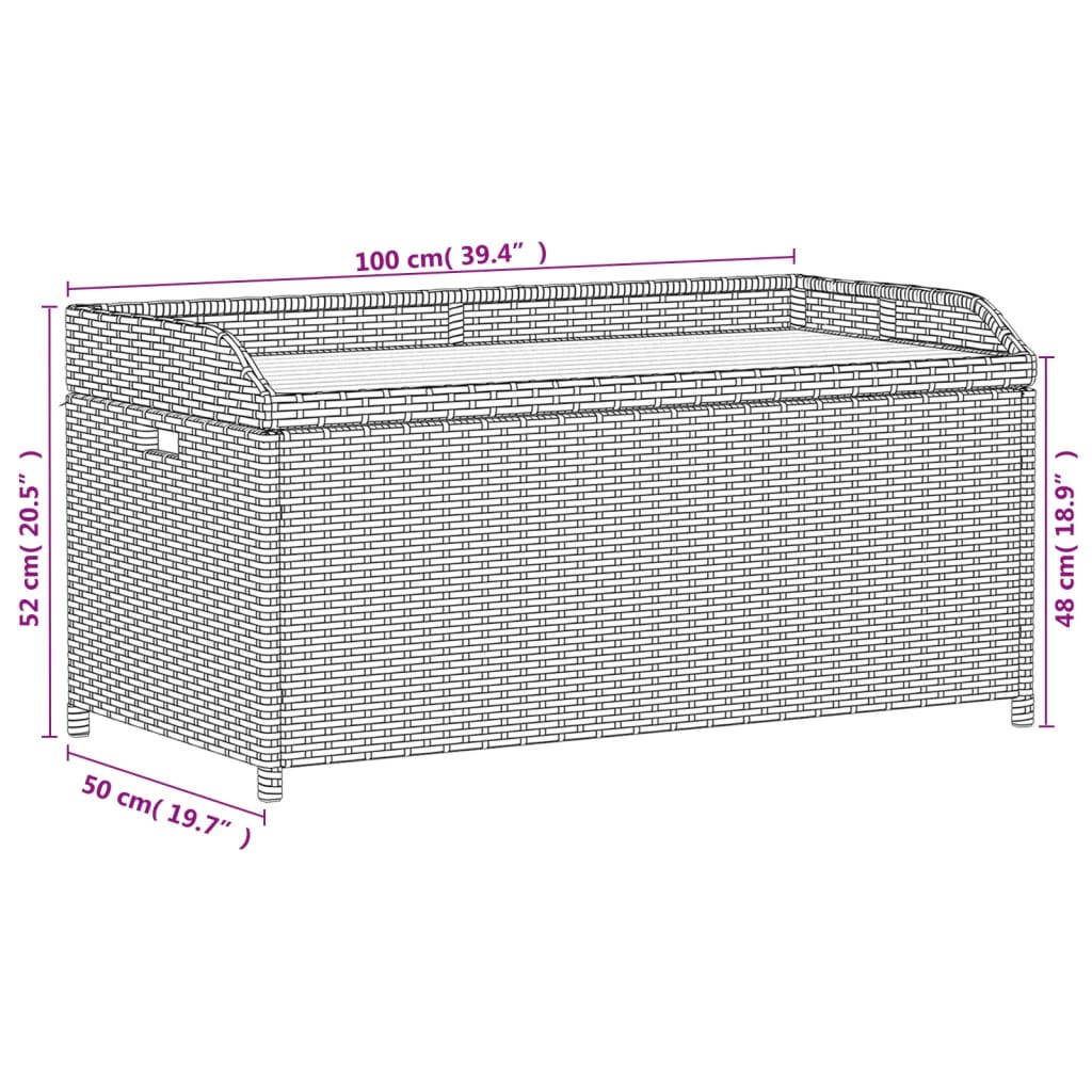 vidaXL Oppbevaringsbenk grå 100x50x52 cm polyrotting og akasie