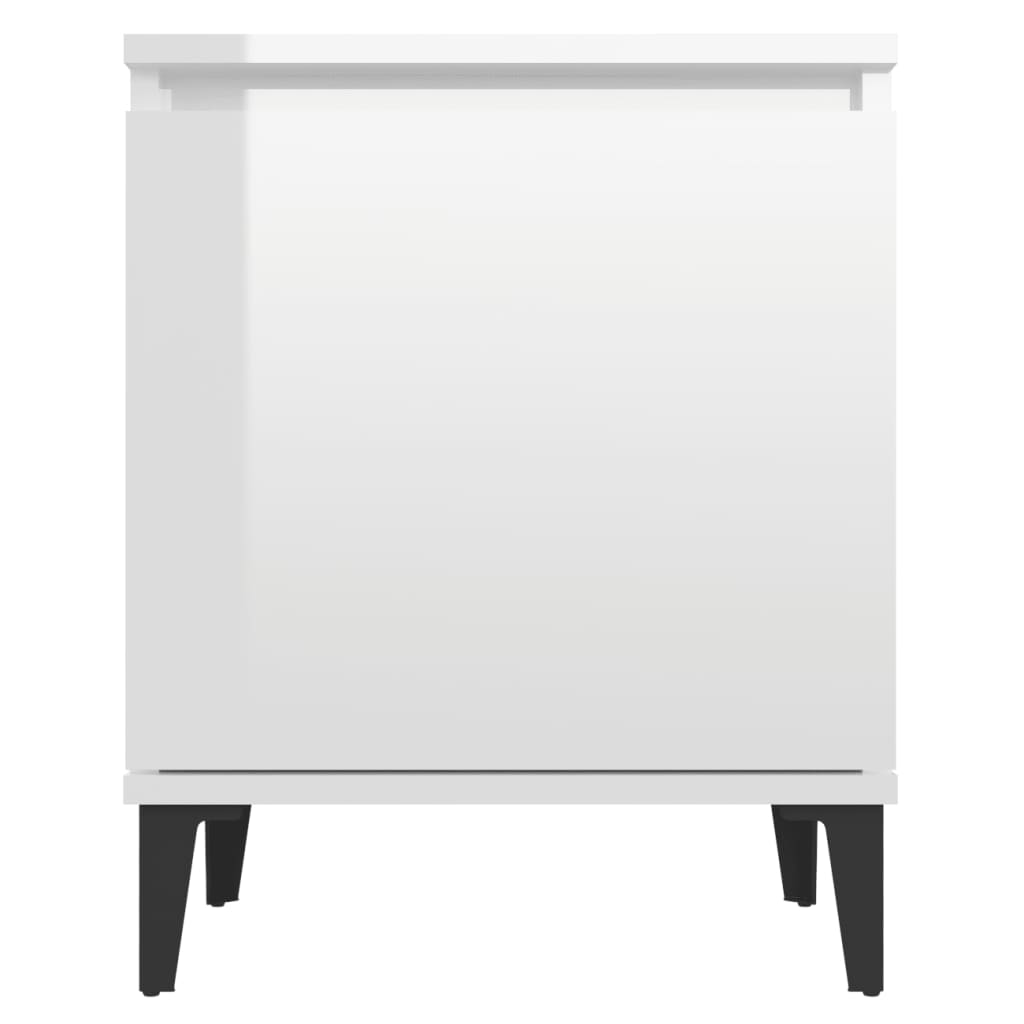 vidaXL Nattbord med metallben høyglans hvit 40x30x50 cm