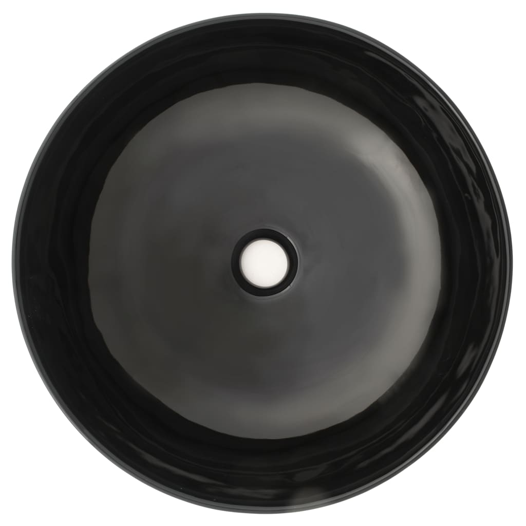 vidaXL Servant keramisk rund svart 41,5x13,5 cm