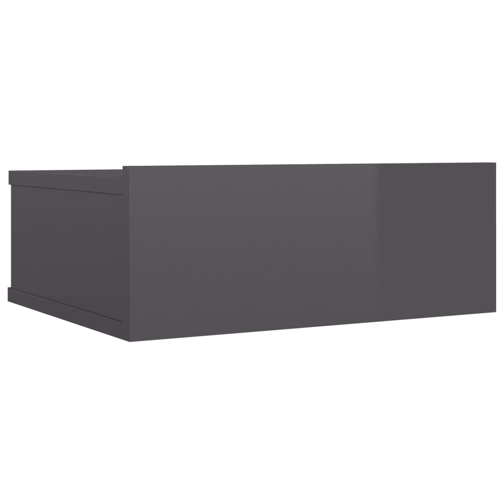 vidaXL Flytende nattbord høyglans grå 40x30x15 cm sponplate