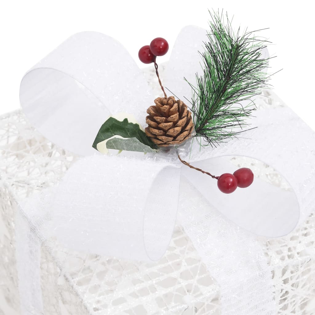vidaXL Dekorative julegaveesker 3 stk hvit utendørs innendørs