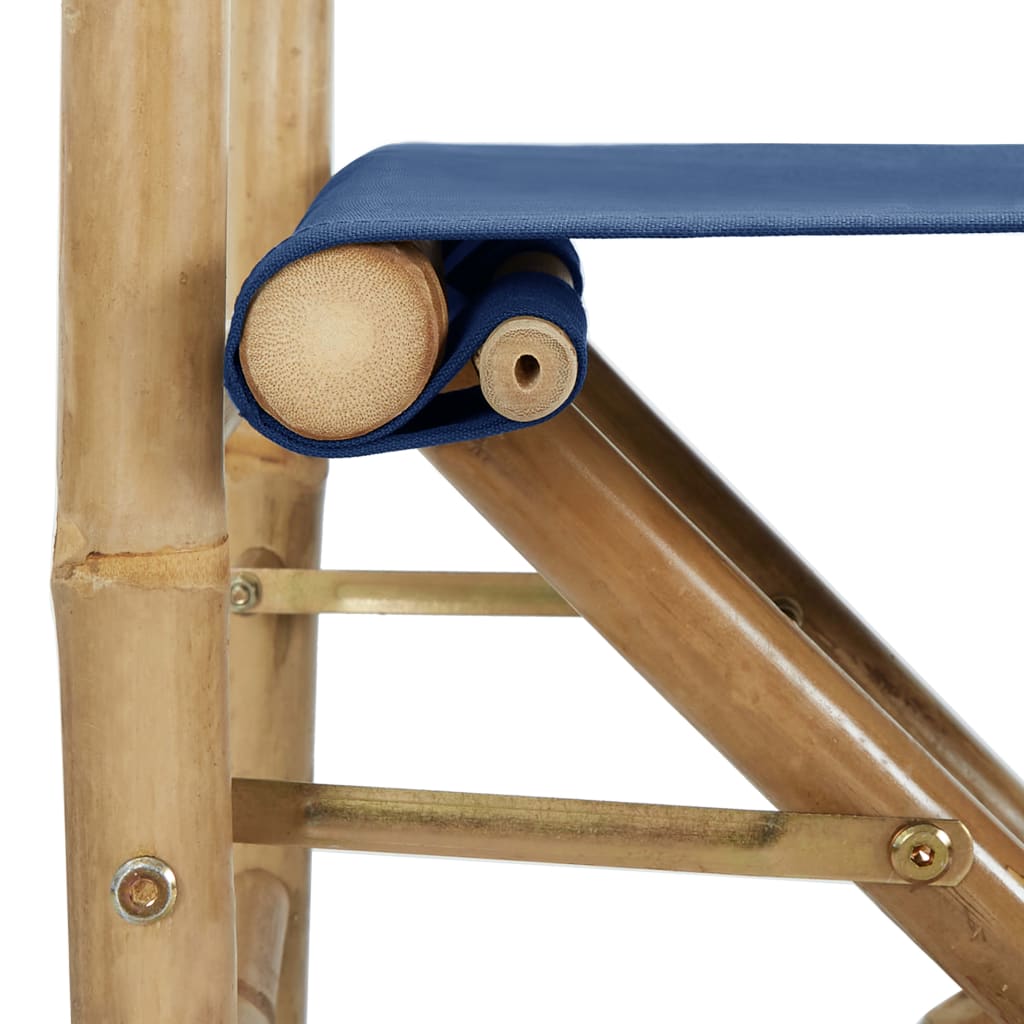 vidaXL Sammenleggbare regissørstoler 2 stk blå bambus og stoff