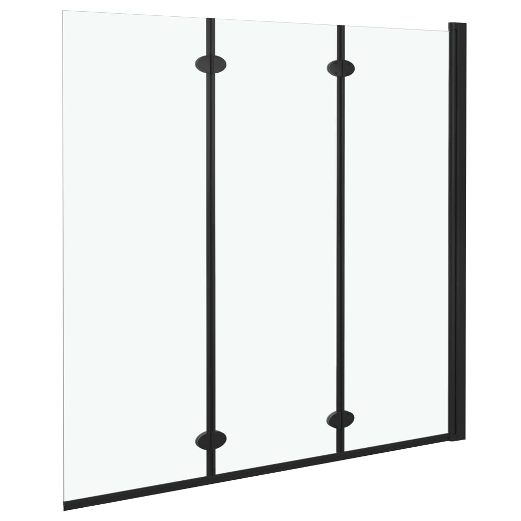 vidaXL Leddet dusjdør med 3 paneler ESG 130x138 cm svart