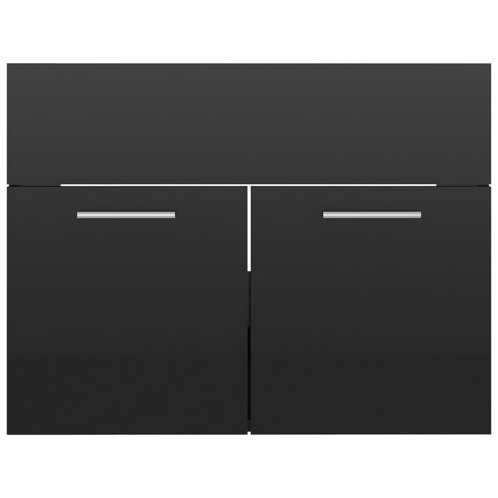 vidaXL Baderomsmøbelsett 2 stk høyglans svart sponplate