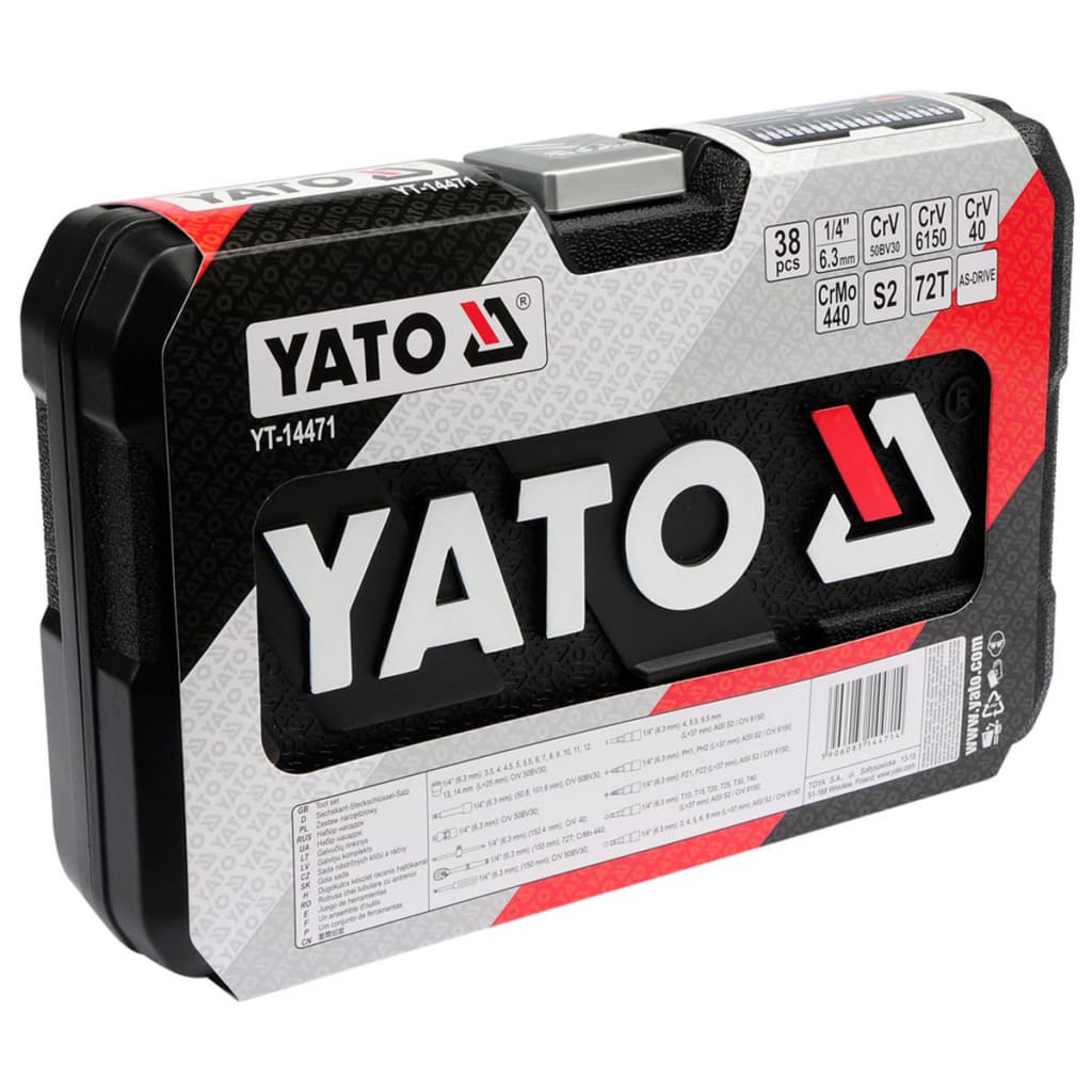 YATO Verktøysett i 38 deler metall svart YT-14471
