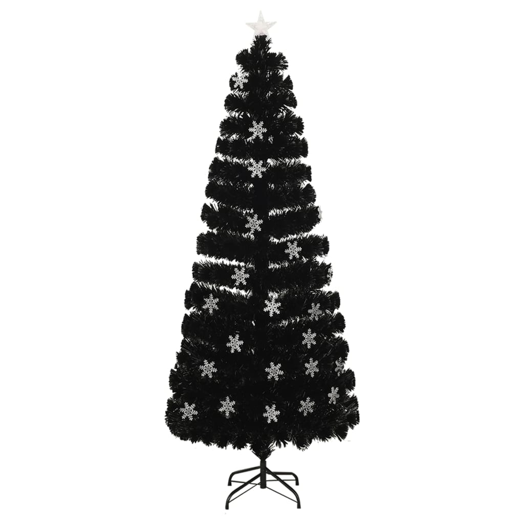 vidaXL Juletre med LED snøfnugg svart 240 cm fiberoptikk